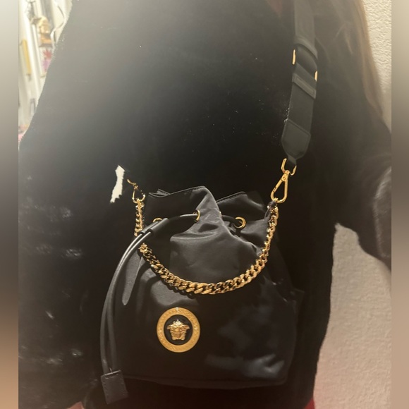 NWT Versace Black Bucket Bag with Gold Accents - Picture 9 of 13